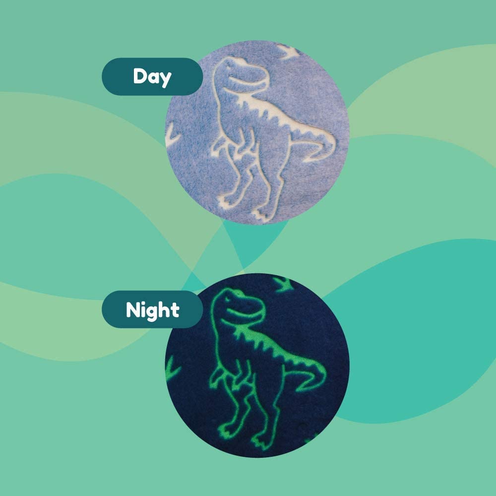 Blue Throw Blanket - Glowing Dinosaurs
