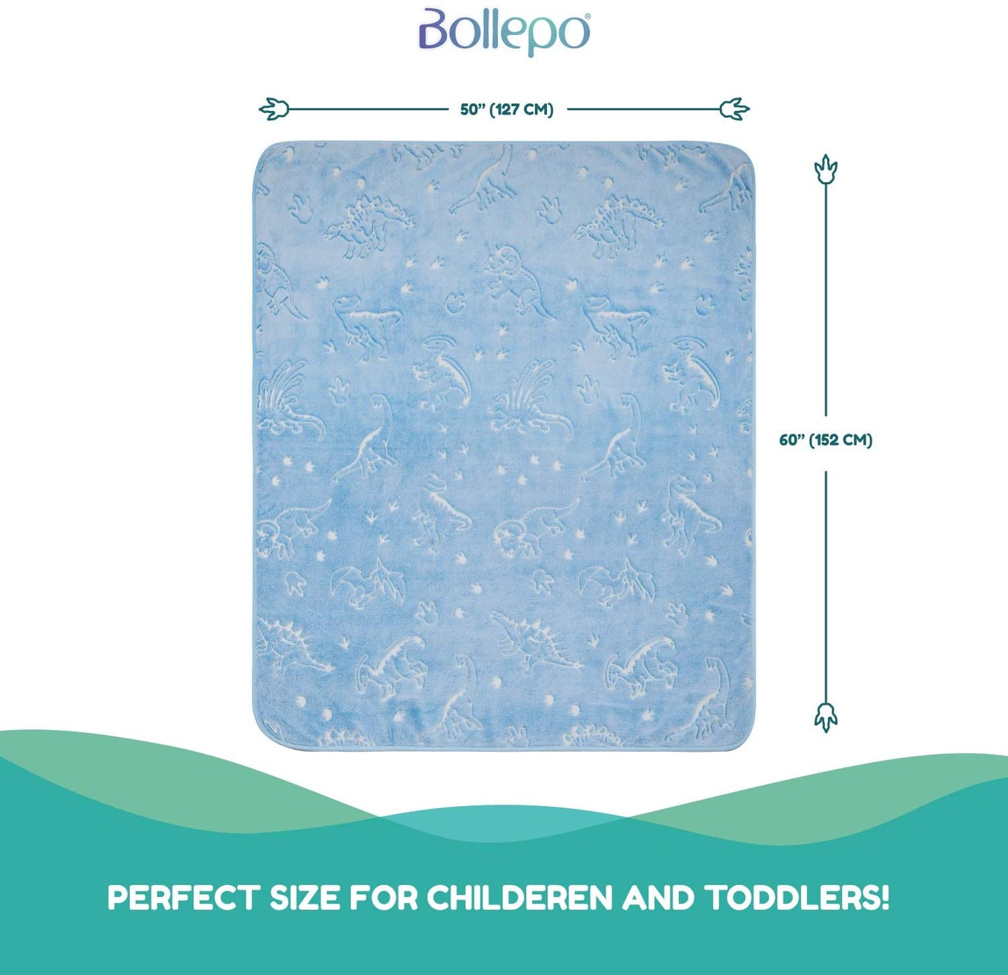 Blue Throw Blanket - Glowing Dinosaurs