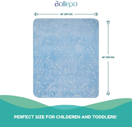 Blue Throw Blanket - Glowing Dinosaurs