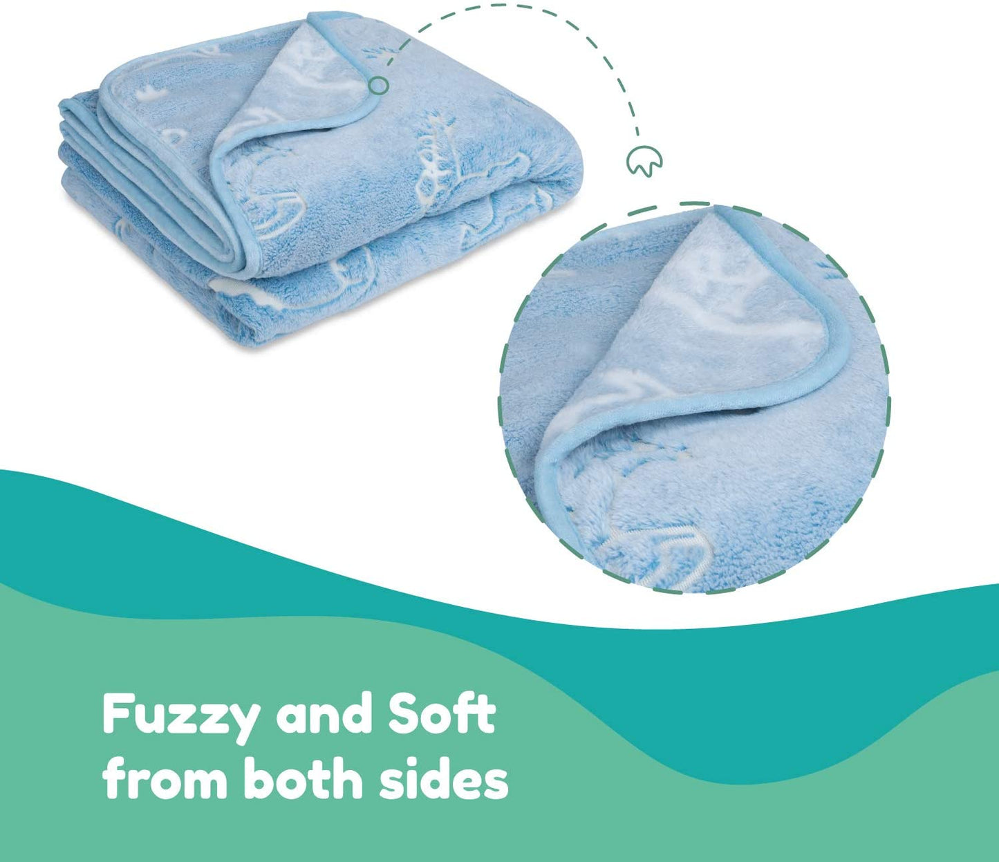 Blue Throw Blanket - Glowing Dinosaurs