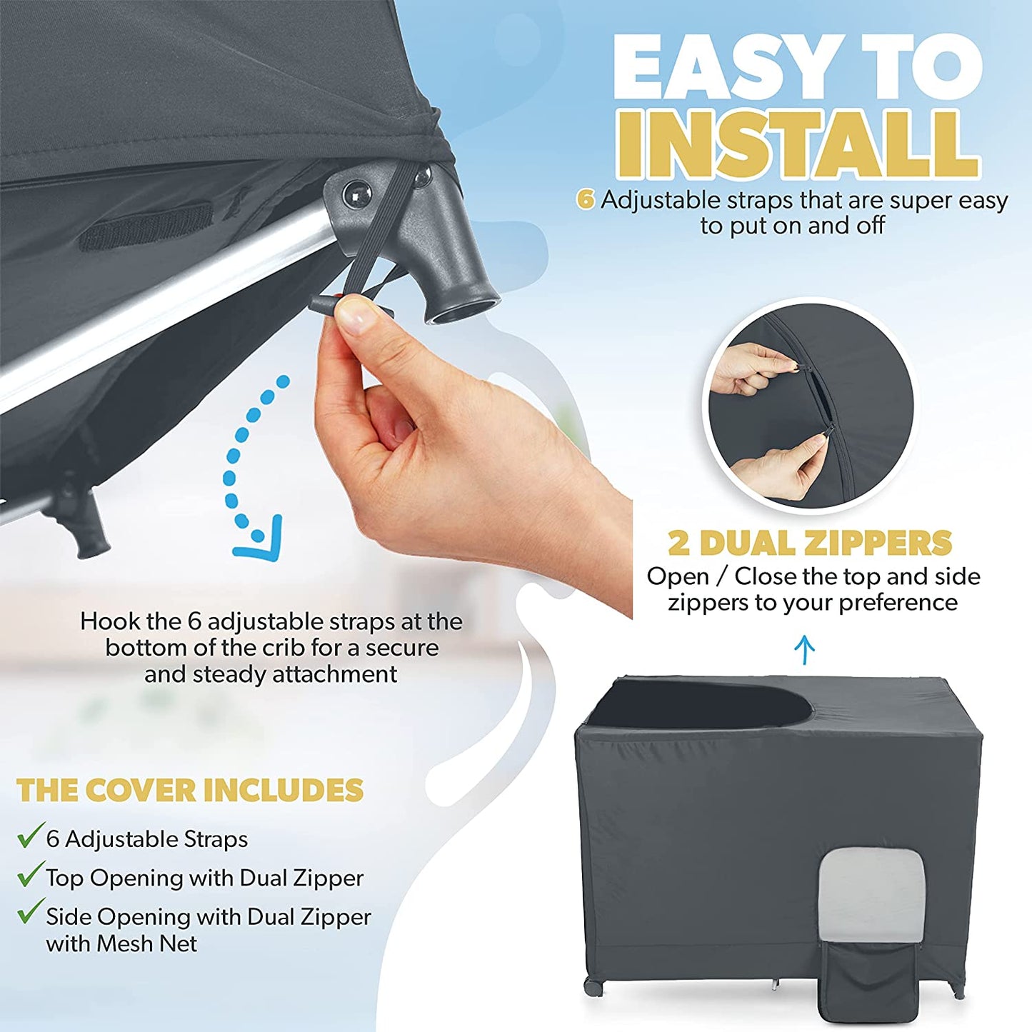 Crib Blackout Cover - Gray