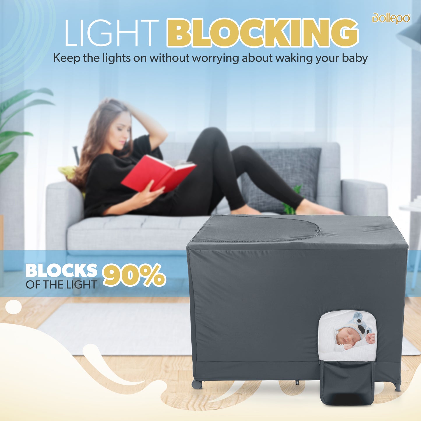 Crib Blackout Cover - Gray