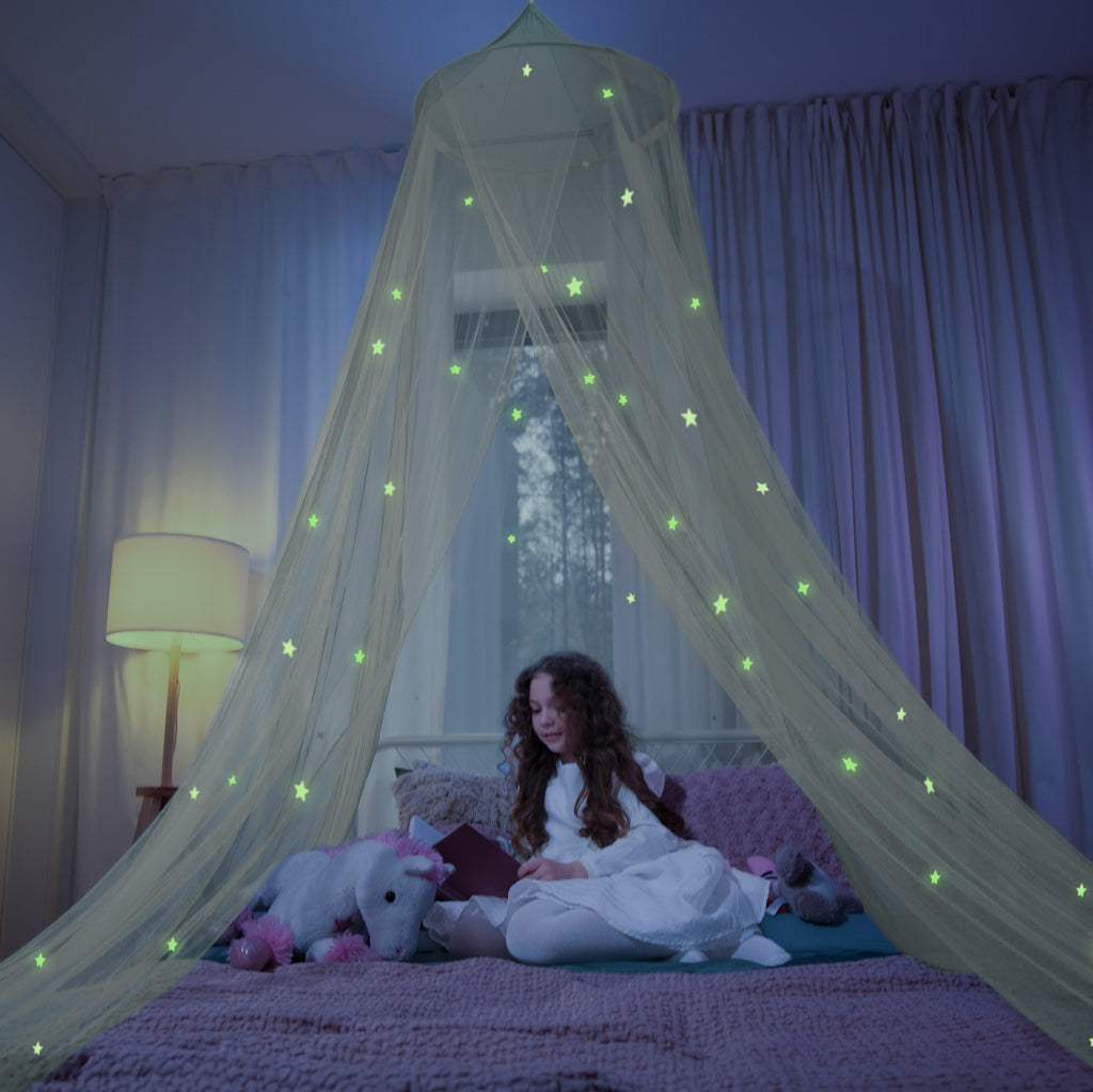 Bed Canopy with Glowing Stars, Yellow