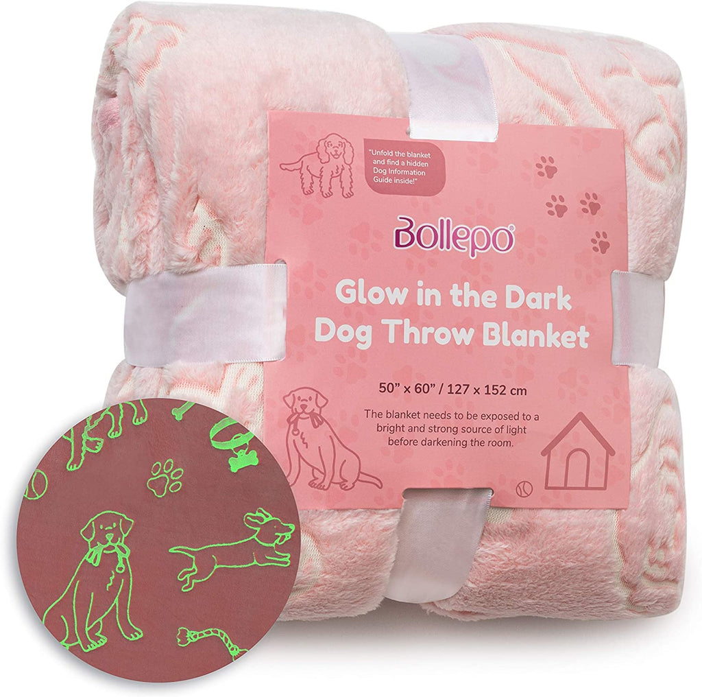 Glowing Throw Blanket for Kids - Pink Dogs Theme